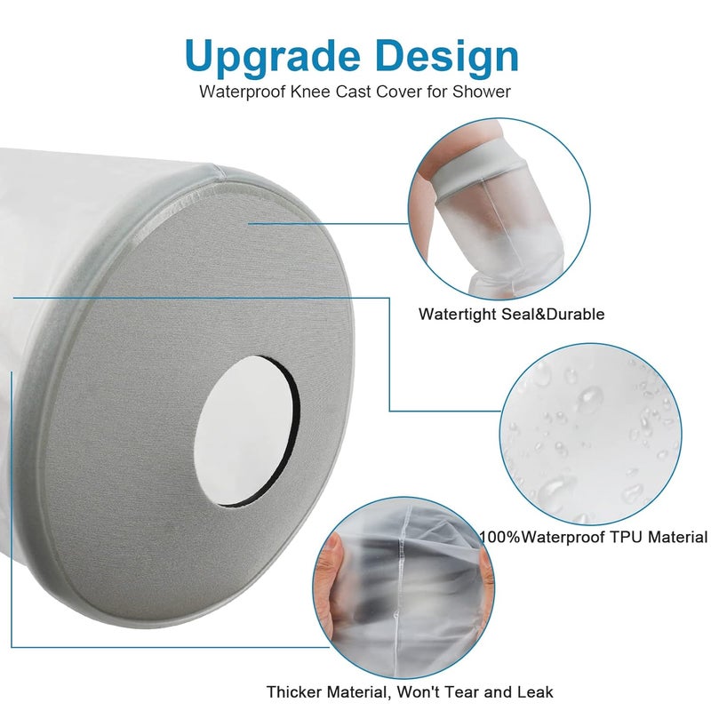 Divvsck Waterproof Knee Cast Cover for Shower,Watertight Cast Bag Covers- Shower Protector for Knee Replacement Surgery, Wound, Burns Reusable - Image 2